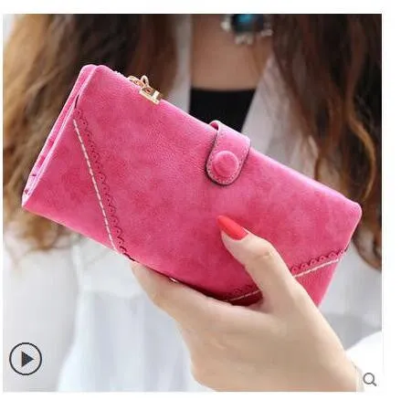 Retro Matte Suede - Women's Wallet Clutch