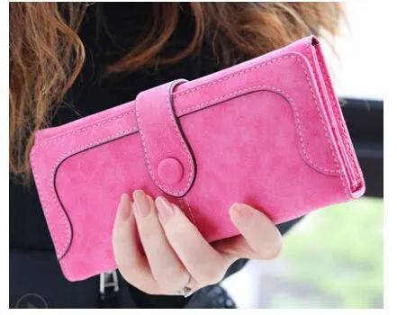 Retro Matte Suede - Women's Wallet Clutch