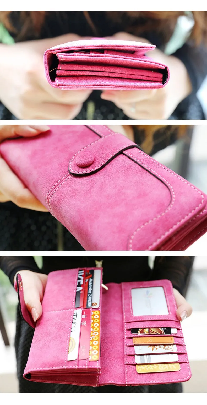Retro Matte Suede - Women's Wallet Clutch
