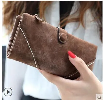 Retro Matte Suede - Women's Wallet Clutch
