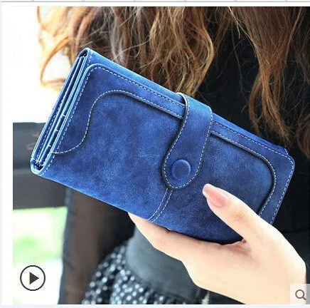Retro Matte Suede - Women's Wallet Clutch