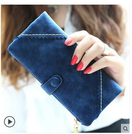 Retro Matte Suede - Women's Wallet Clutch