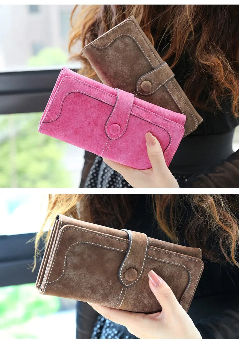 Retro Matte Suede - Women's Wallet Clutch