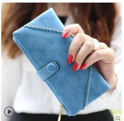 Retro Matte Suede - Women's Wallet Clutch