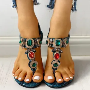 Rhinestone Bohemia Flat Sandals
