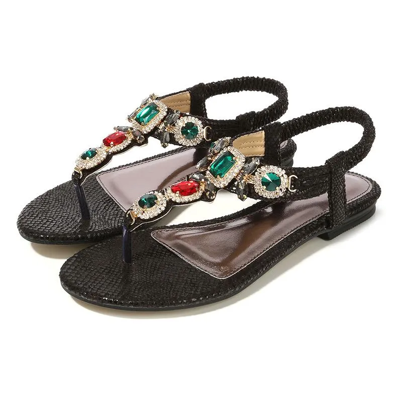Rhinestone Bohemia Flat Sandals