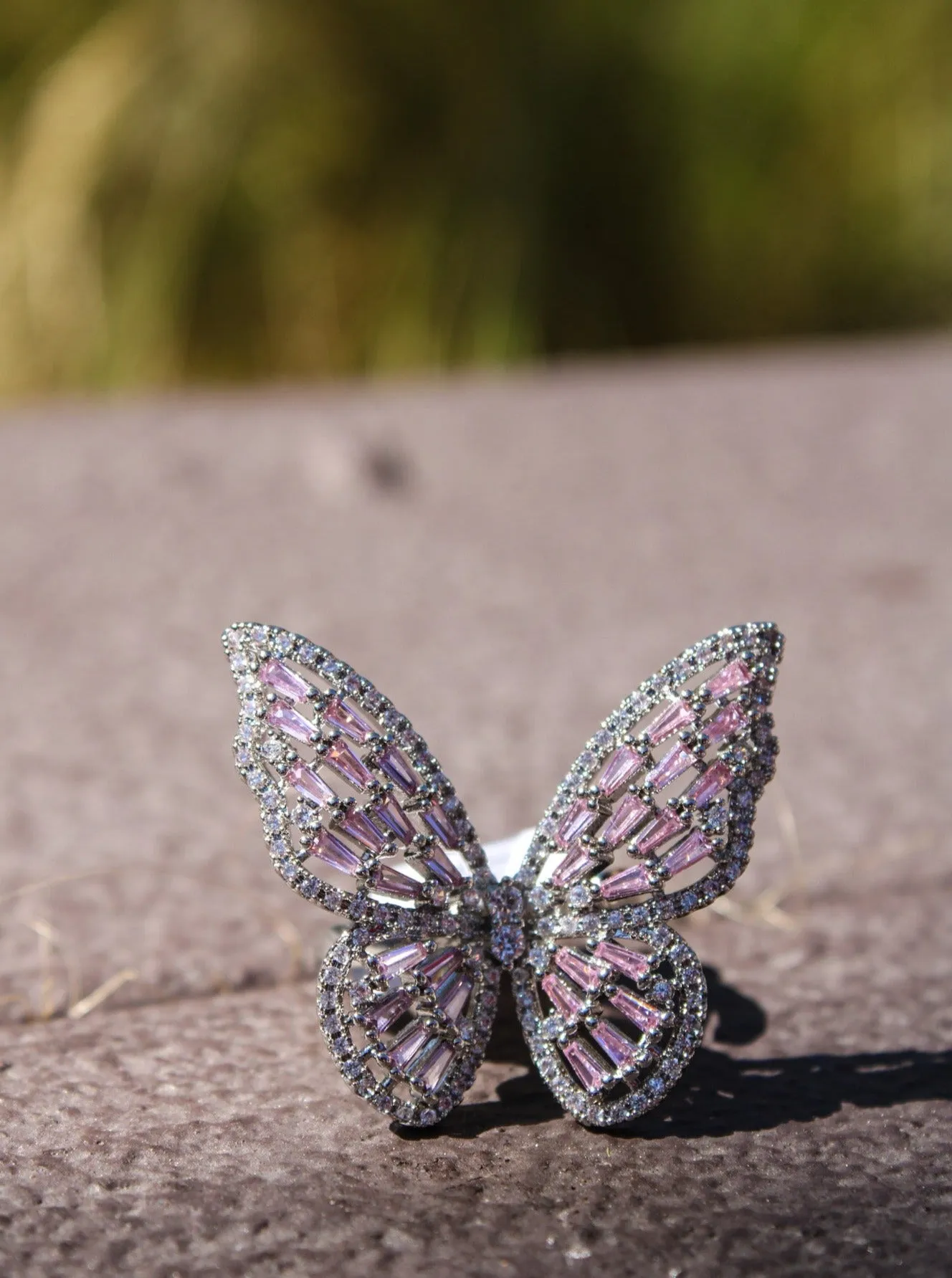 Rhinestone Butterfly Ring