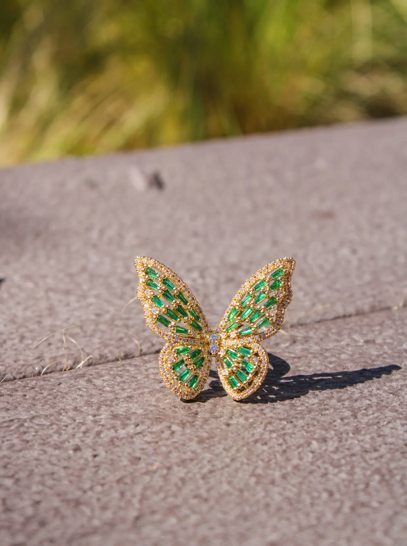 Rhinestone Butterfly Ring