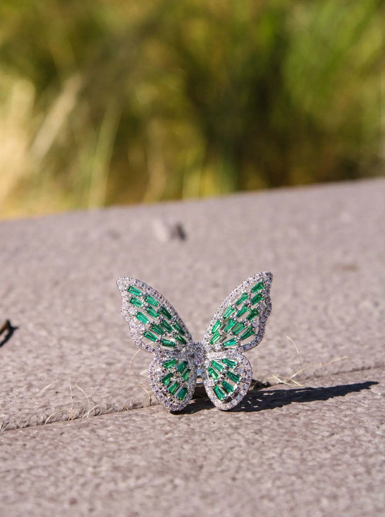 Rhinestone Butterfly Ring