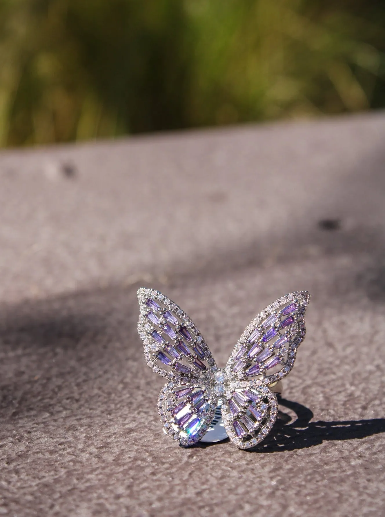 Rhinestone Butterfly Ring