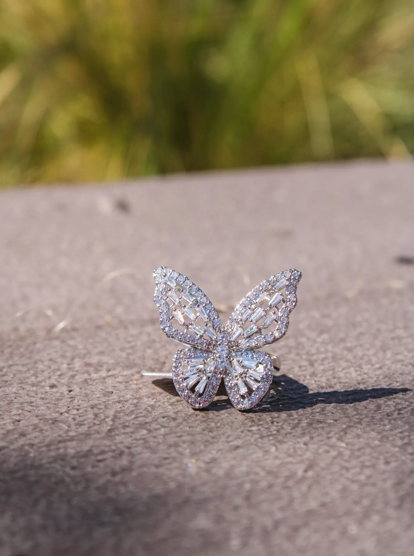 Rhinestone Butterfly Ring