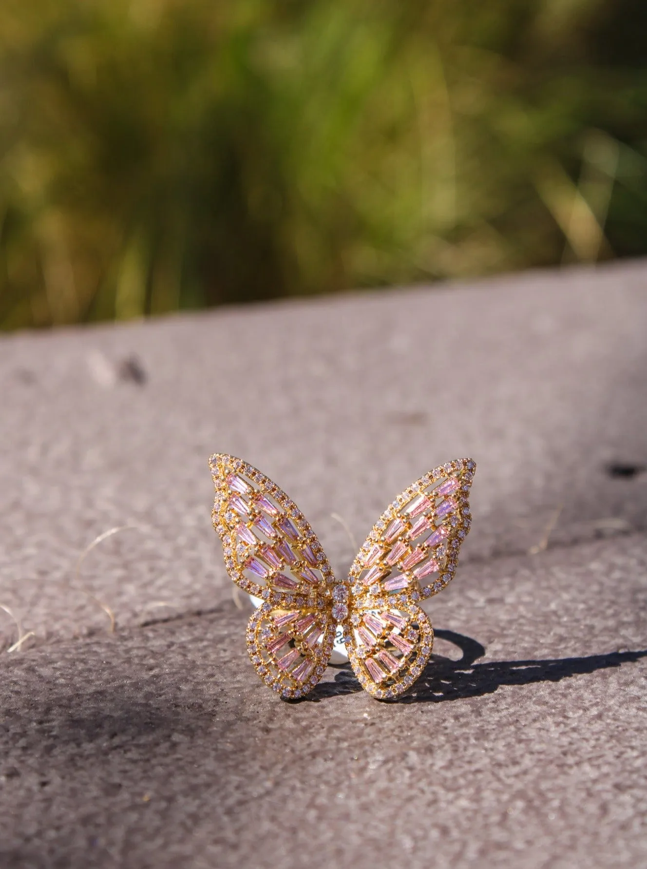 Rhinestone Butterfly Ring