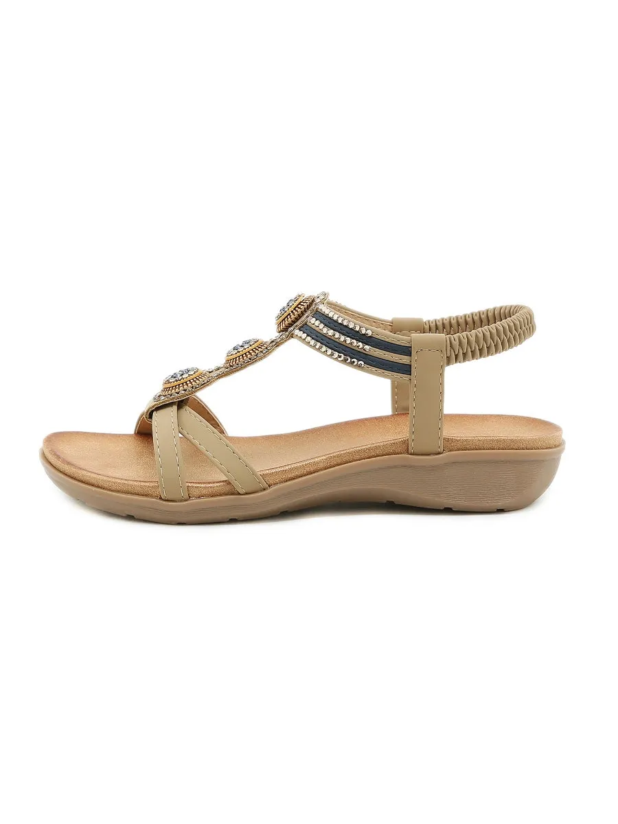 Rhinestone Double Cross Strap Sandals  - Siketu