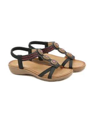 Rhinestone Double Cross Strap Sandals  - Siketu