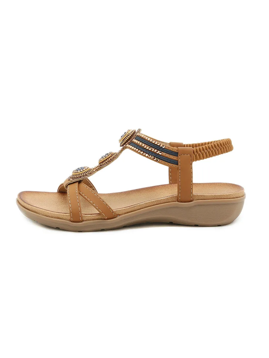 Rhinestone Double Cross Strap Sandals  - Siketu