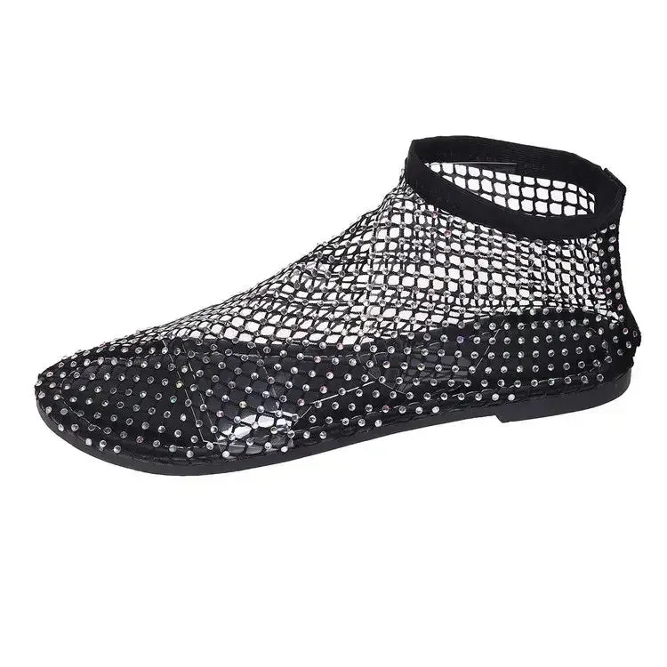 Rhinestone Fishing Net Sandals