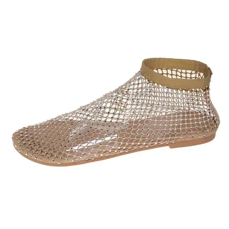 Rhinestone Fishing Net Sandals