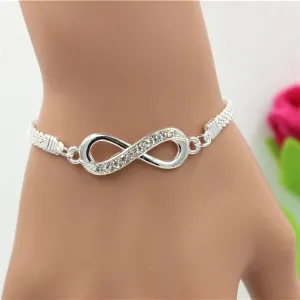 Rhinestone Infinity Bracelet Silver Gemstone Women's Jewelry