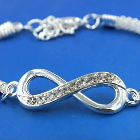Rhinestone Infinity Bracelet Silver Gemstone Women's Jewelry