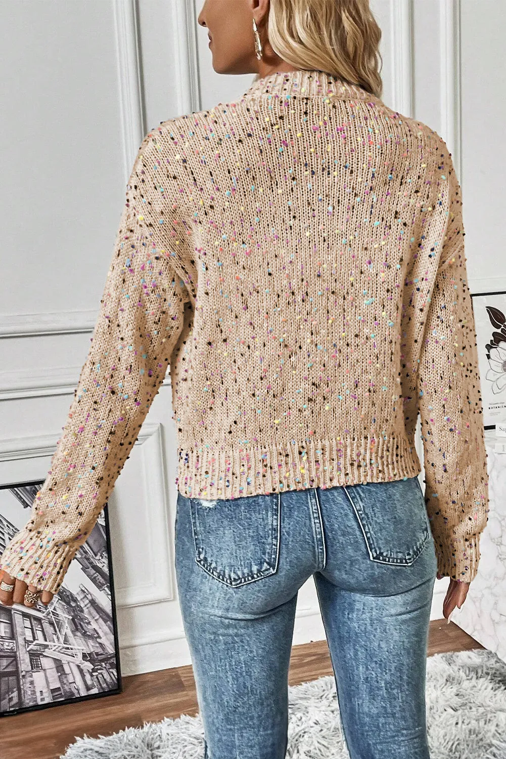 Rhinestone Multicolor Confetti Sweater Cardigan