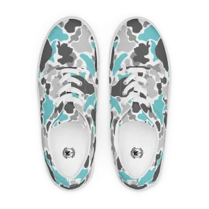 Rhythm Arts Camo-Teal Men’s lace-up canvas shoes