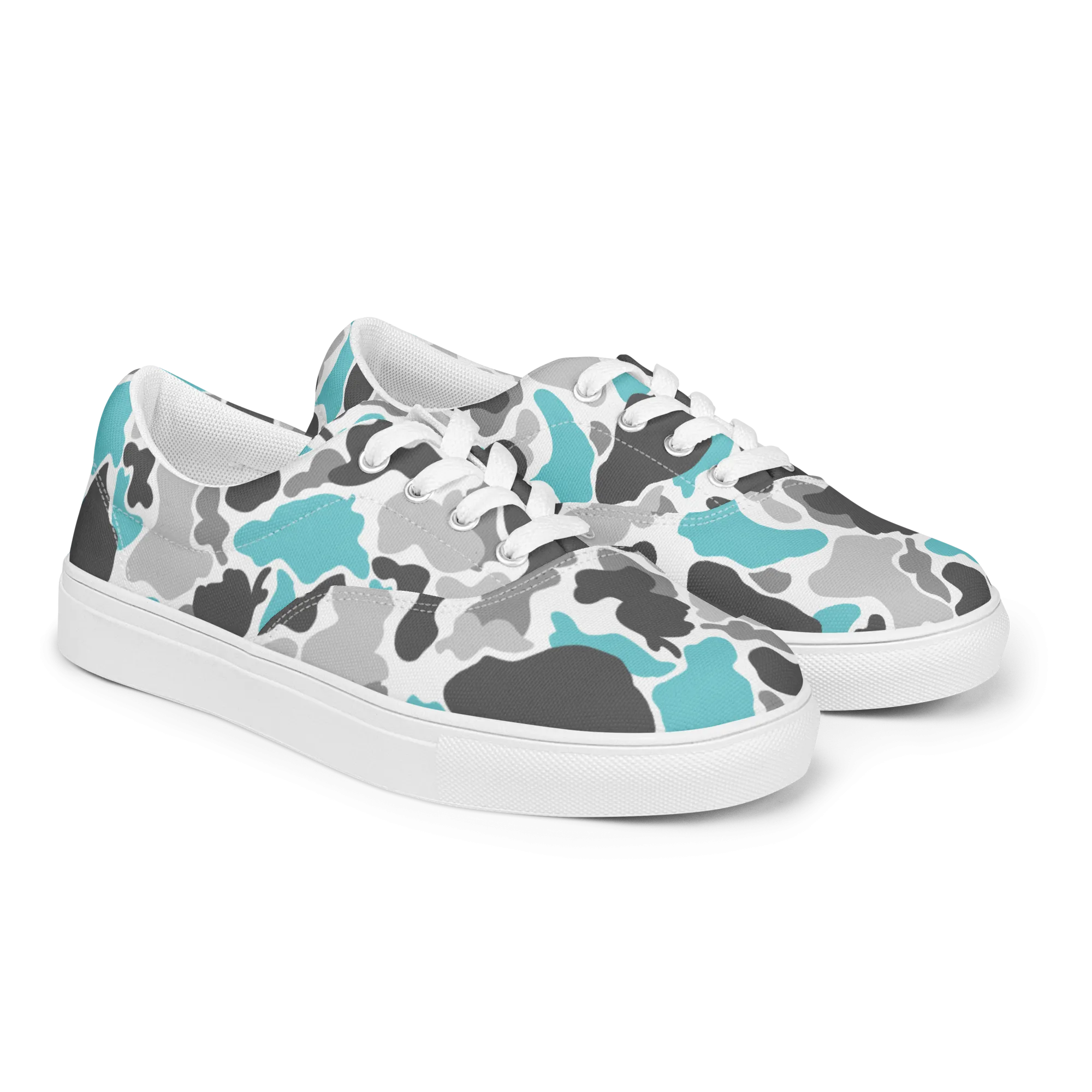 Rhythm Arts Camo-Teal Men’s lace-up canvas shoes