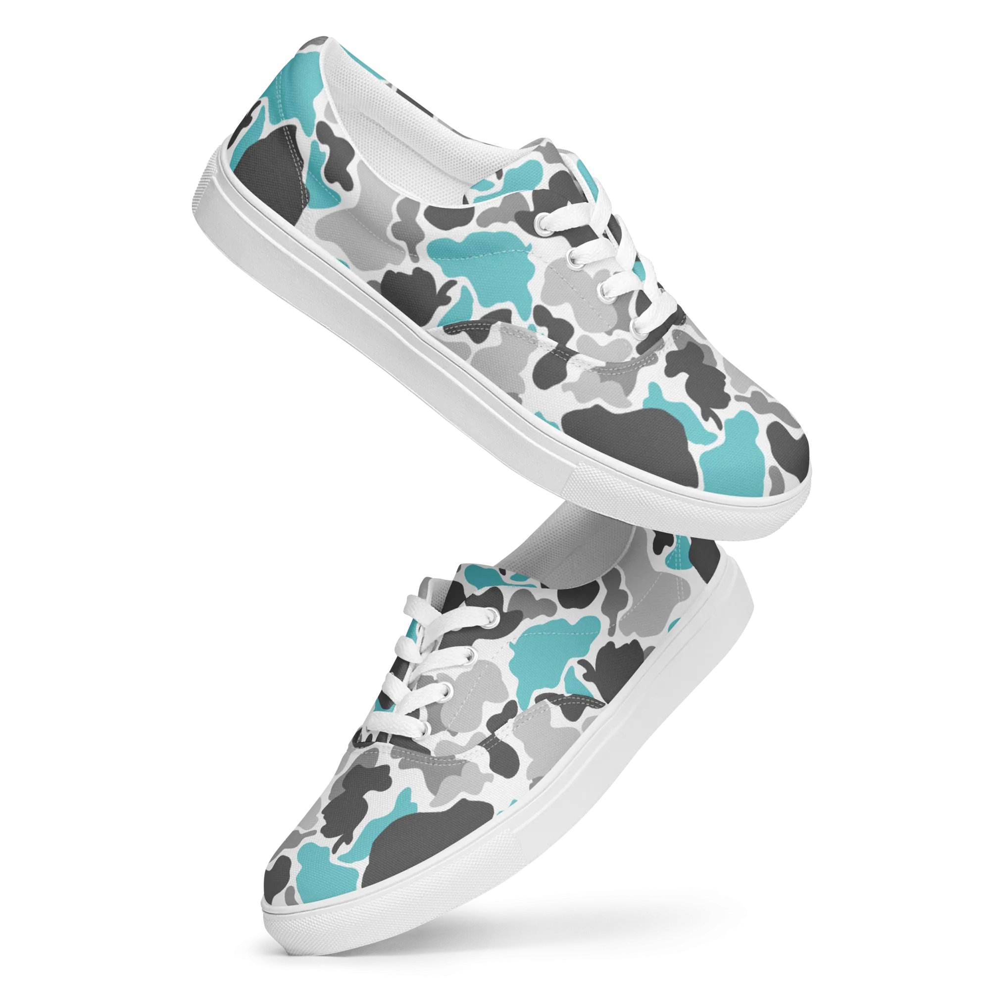 Rhythm Arts Camo-Teal Men’s lace-up canvas shoes