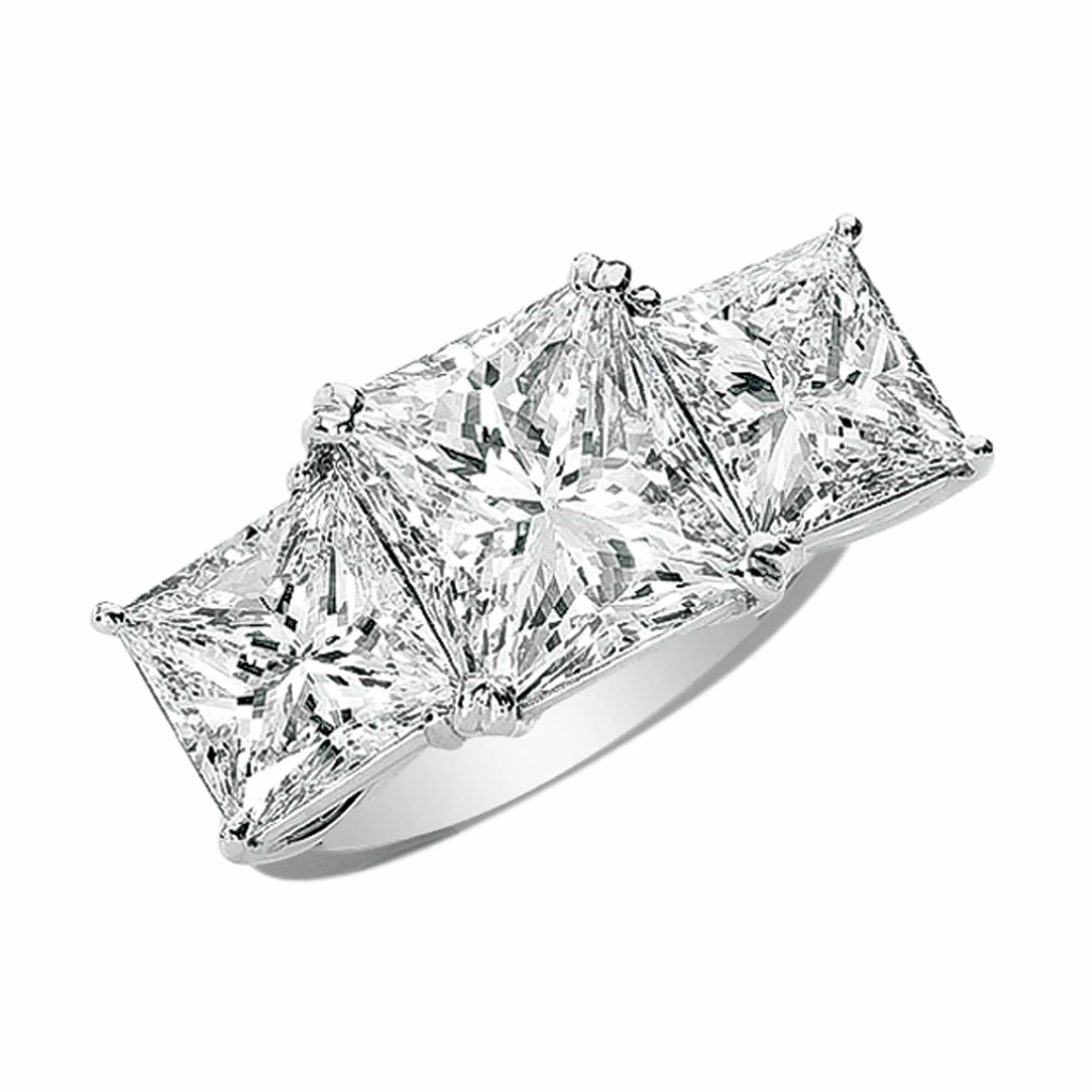 Rivière Platinum 5ct Three Stone Princess Cut Diamond Ring