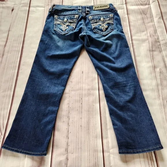 Rock Revival &quot;Maisky&quot; Easy Capri Cropped Blue Jeans Y2K Bling | Women's Size 27
