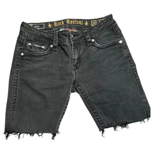 Rock Revival Cut-off Denim Shorts, Black, Size 29, Women's