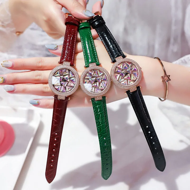Rotatable Colorful Dial Rhinestone Women's Watch