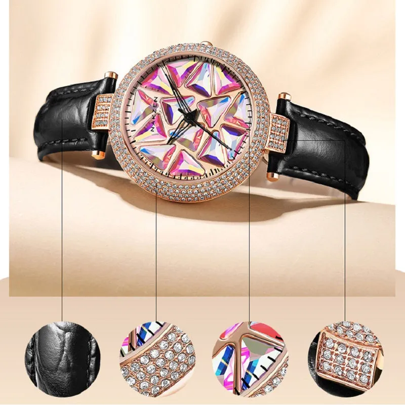 Rotatable Colorful Dial Rhinestone Women's Watch