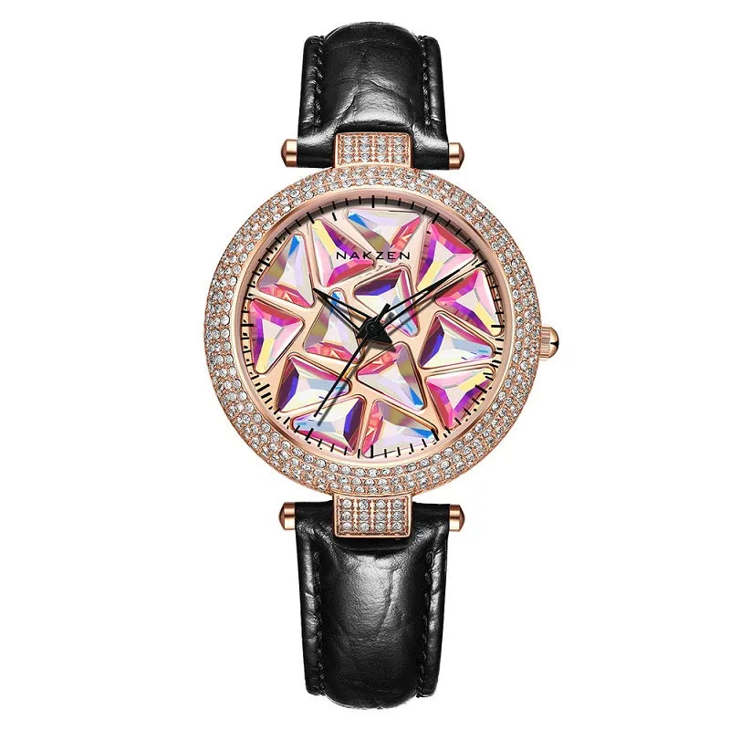 Rotatable Colorful Dial Rhinestone Women's Watch