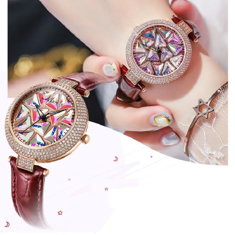 Rotatable Colorful Dial Rhinestone Women's Watch