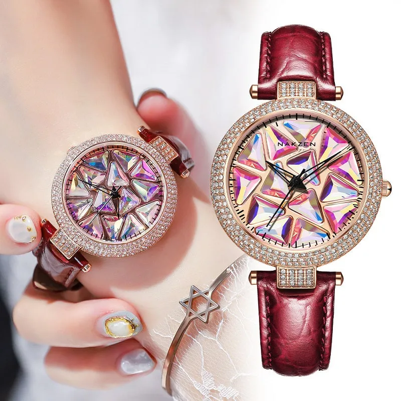 Rotatable Colorful Dial Rhinestone Women's Watch