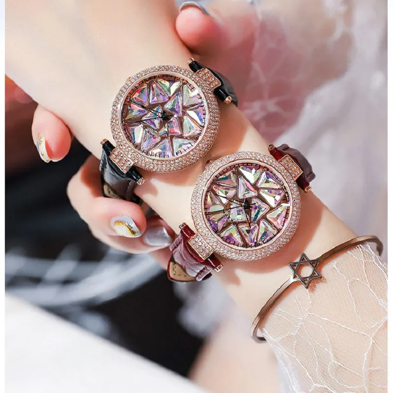Rotatable Colorful Dial Rhinestone Women's Watch
