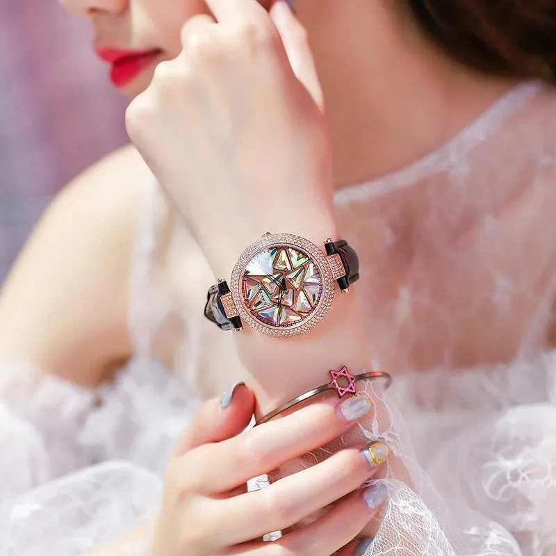 Rotatable Colorful Dial Rhinestone Women's Watch