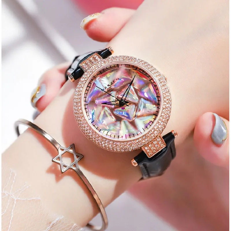 Rotatable Colorful Dial Rhinestone Women's Watch