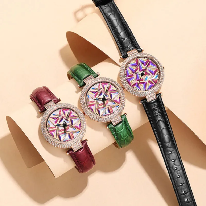 Rotatable Colorful Dial Rhinestone Women's Watch
