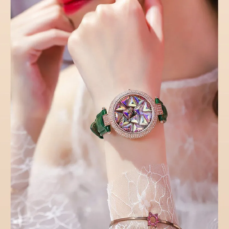 Rotatable Colorful Dial Rhinestone Women's Watch