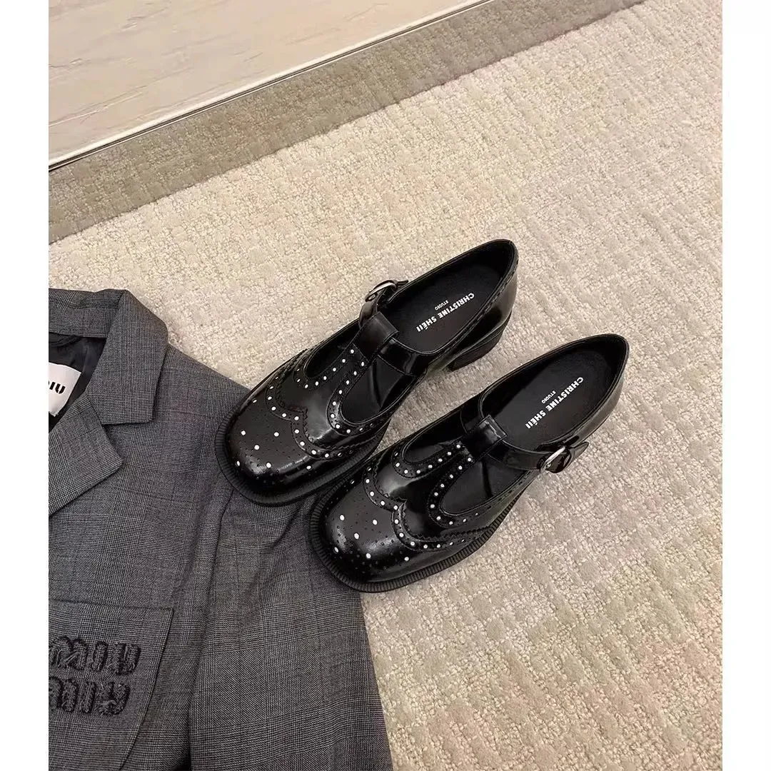 Round Toe Block Heels Loafers
