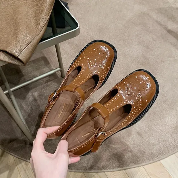 Round Toe Block Heels Loafers