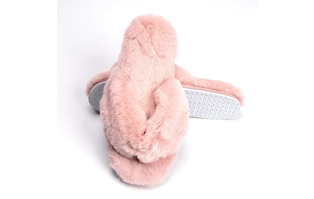Roxoni Women's Indoor Cute Plush With Contrast Trimming House Slipper