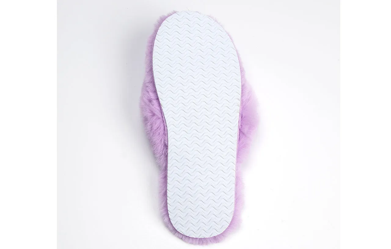 Roxoni Women's Indoor Cute Plush With Contrast Trimming House Slipper