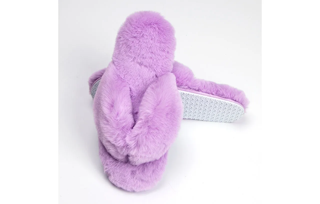 Roxoni Women's Indoor Cute Plush With Contrast Trimming House Slipper