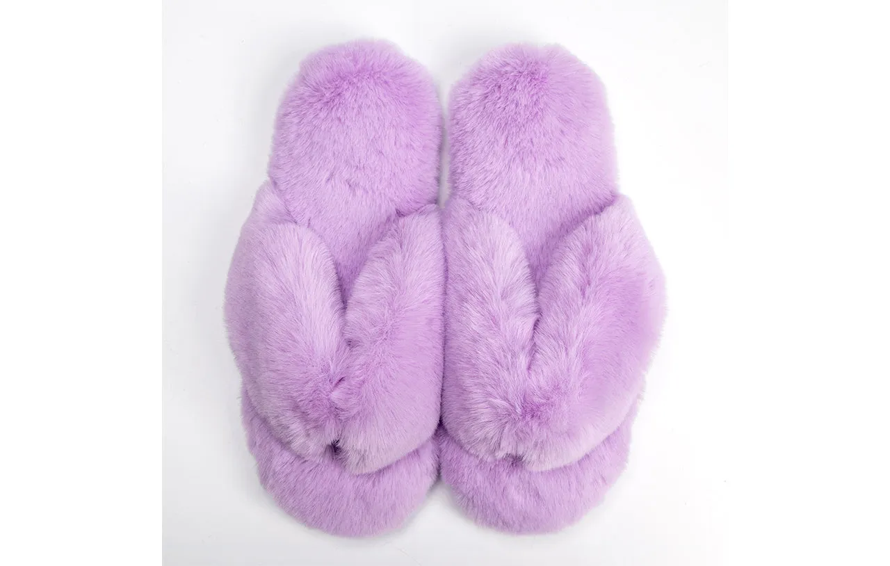 Roxoni Women's Indoor Cute Plush With Contrast Trimming House Slipper