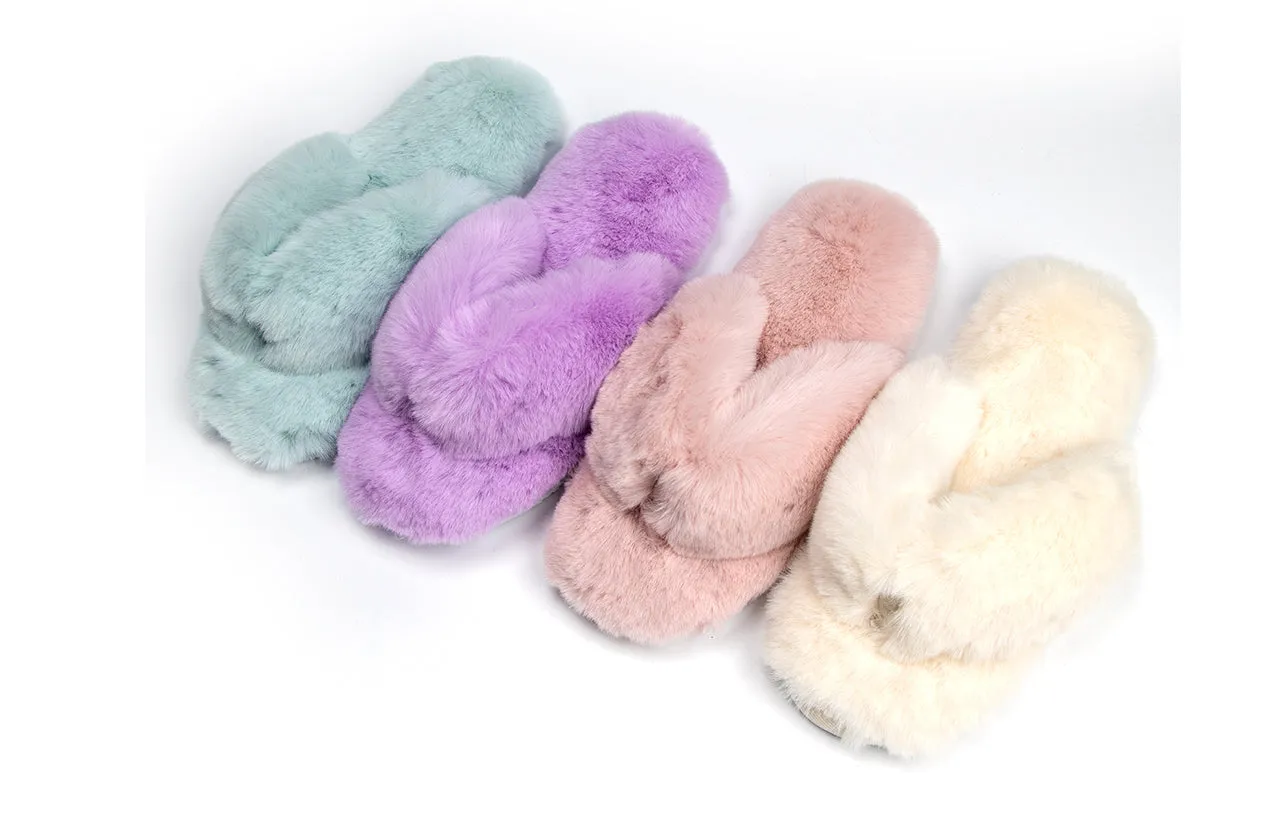 Roxoni Women's Indoor Cute Plush With Contrast Trimming House Slipper