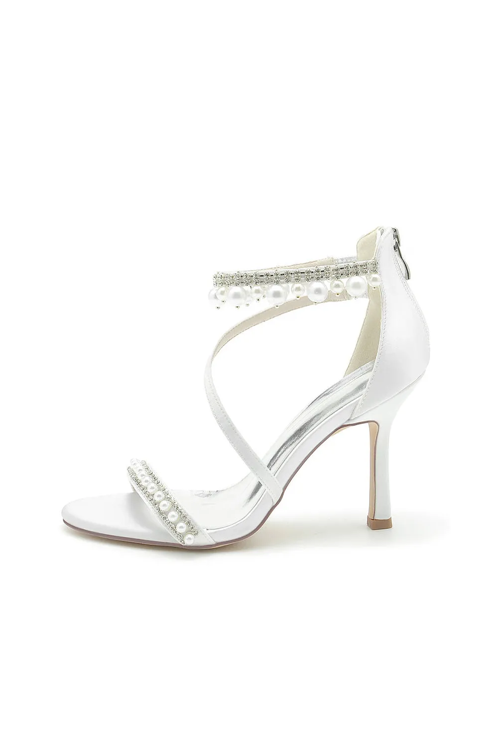 Roycebridal Elegant Single Strap Pearl Beaded Wedding Shoes