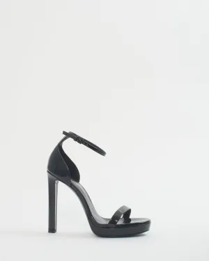 Saint Laurent Black Patent Robin 105mm Platform Heels - 36