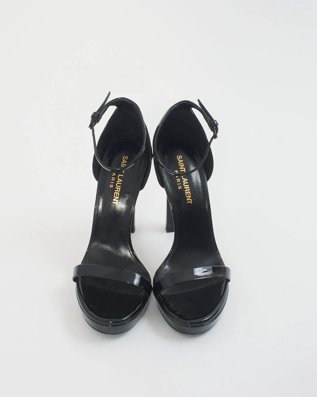 Saint Laurent Black Patent Robin 105mm Platform Heels - 36